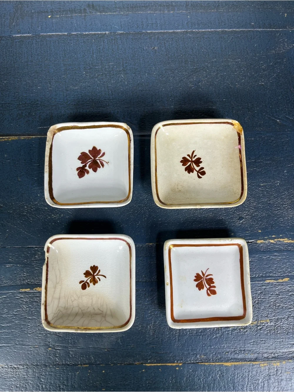 Vintage A.J. Wilkinson “Tea Leaf” Royal Ironstone China set of 4 from 1800’s